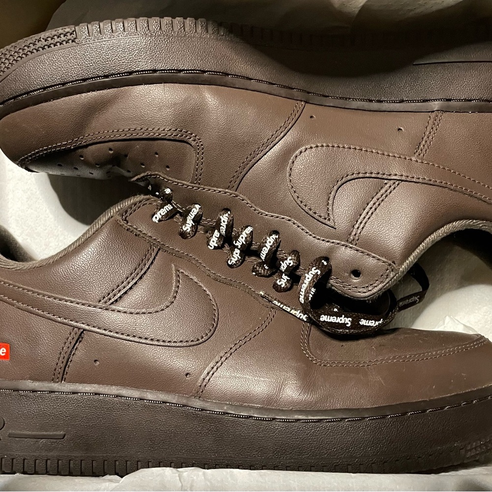 Men Nike Brown Supreme Air Force 1s